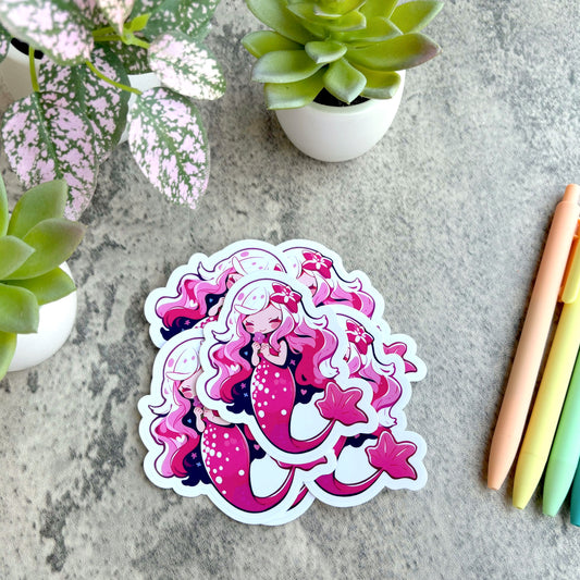 Summer Mermaid Sticker, Pink