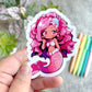 Summer Mermaid Sticker, Pink and Blue