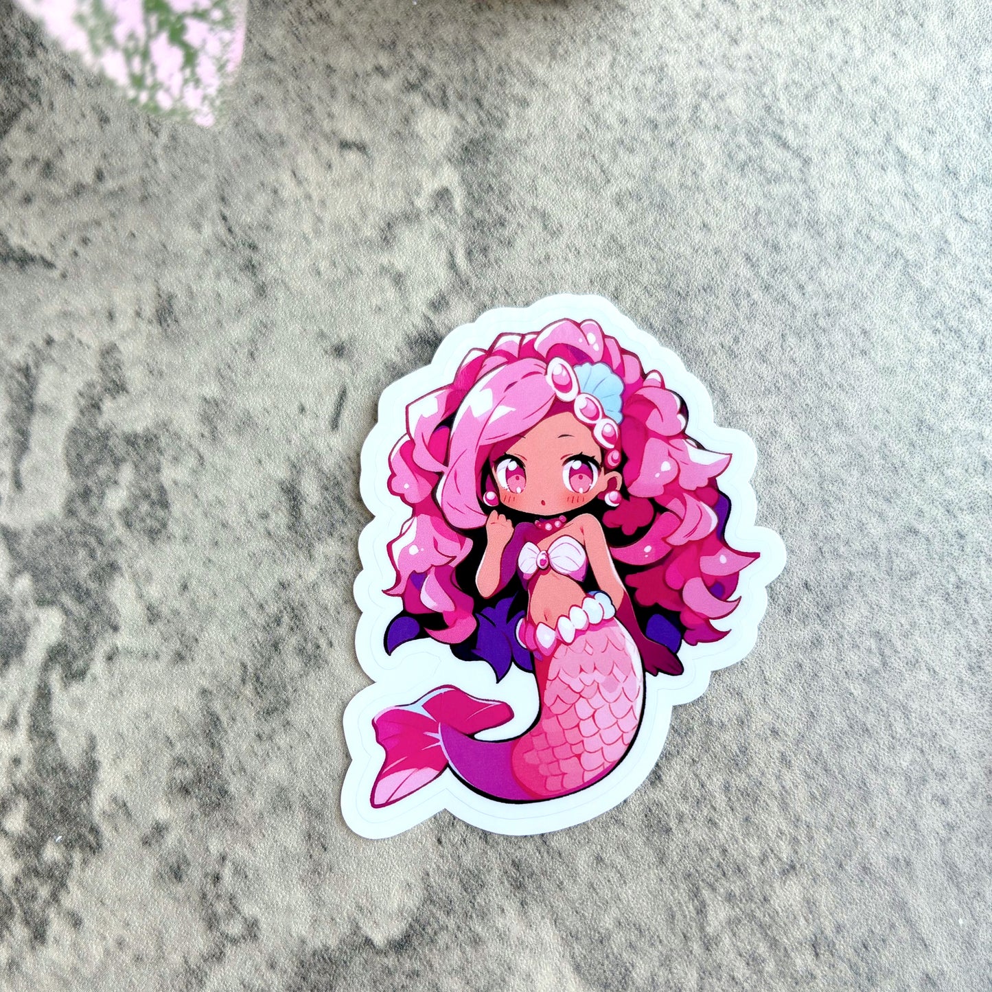 Summer Mermaid Sticker, Pink and Blue