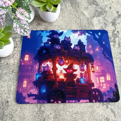 Kitty Sorcerers Halloween Theme Mousepad