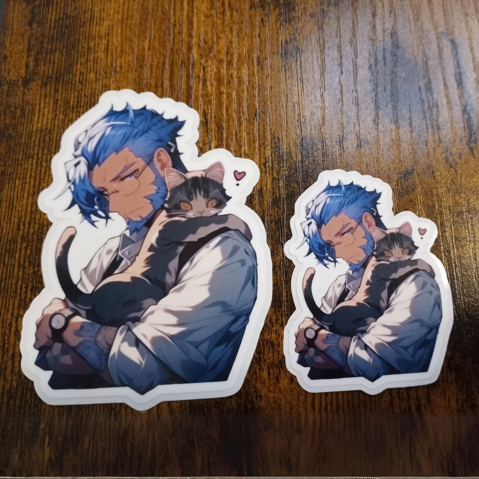 Cat Dad Sticker, Blue-Haired Librarian Sticky Enchantments