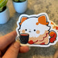 Coffee Mug Cat Sticker, 3" or 2"