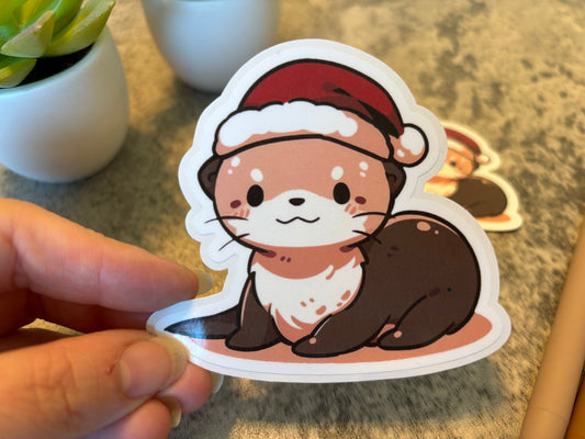 Cute Christmas Otter Sticker