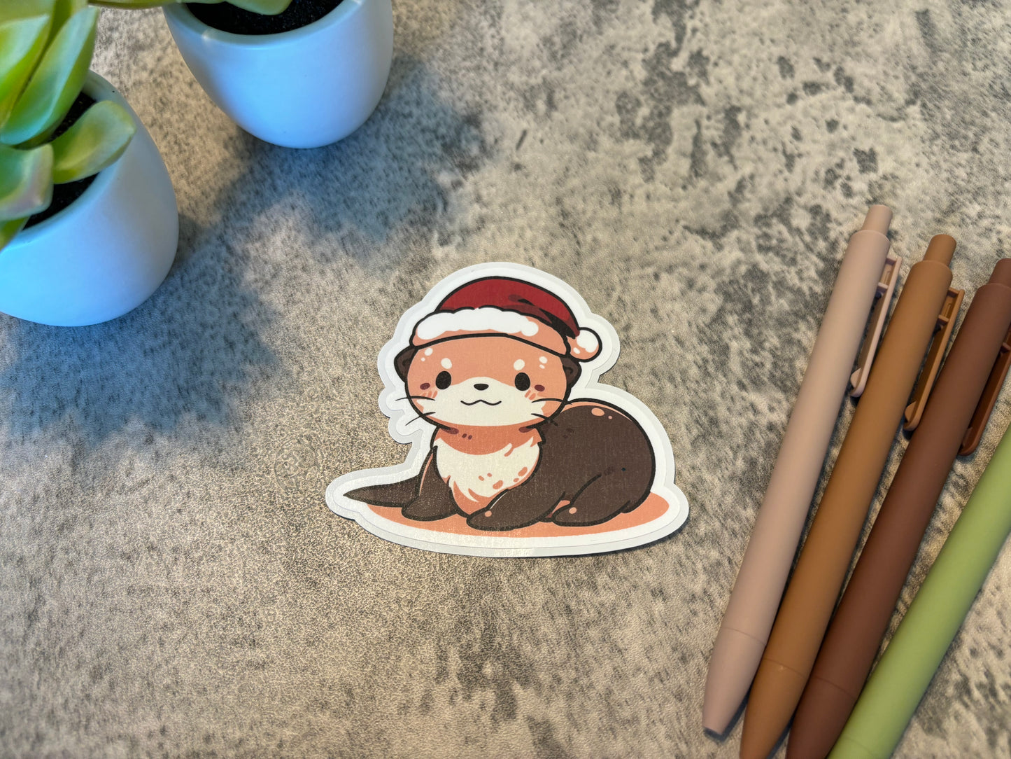 Cute Christmas Otter Sticker