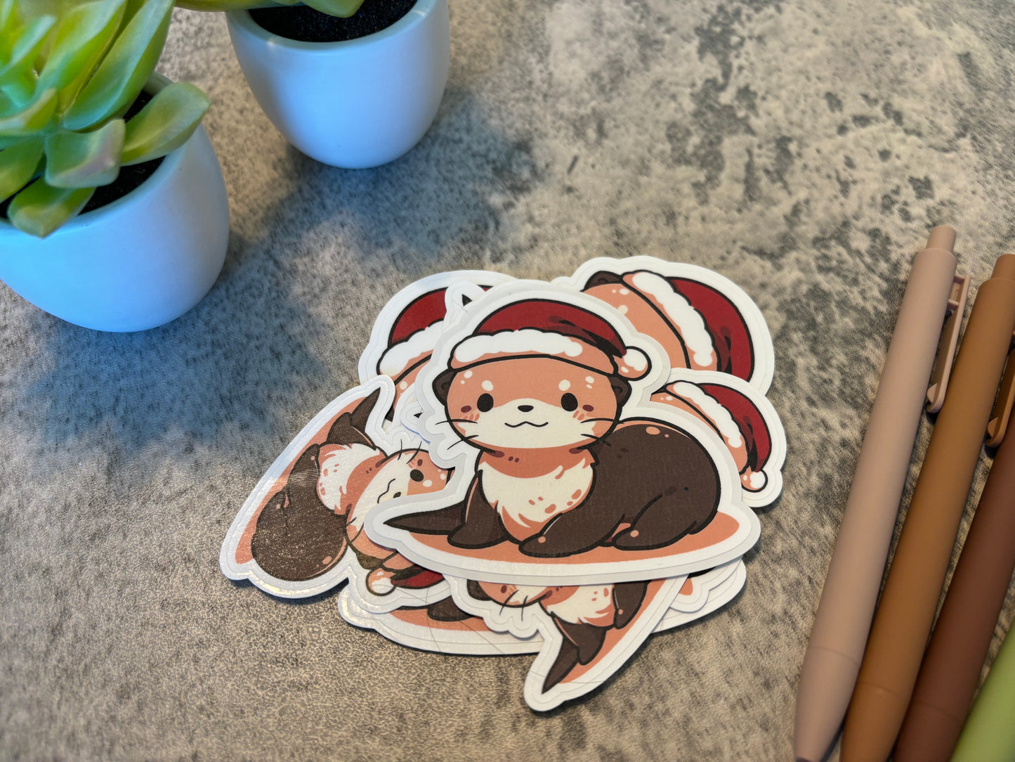 Cute Christmas Otter Sticker