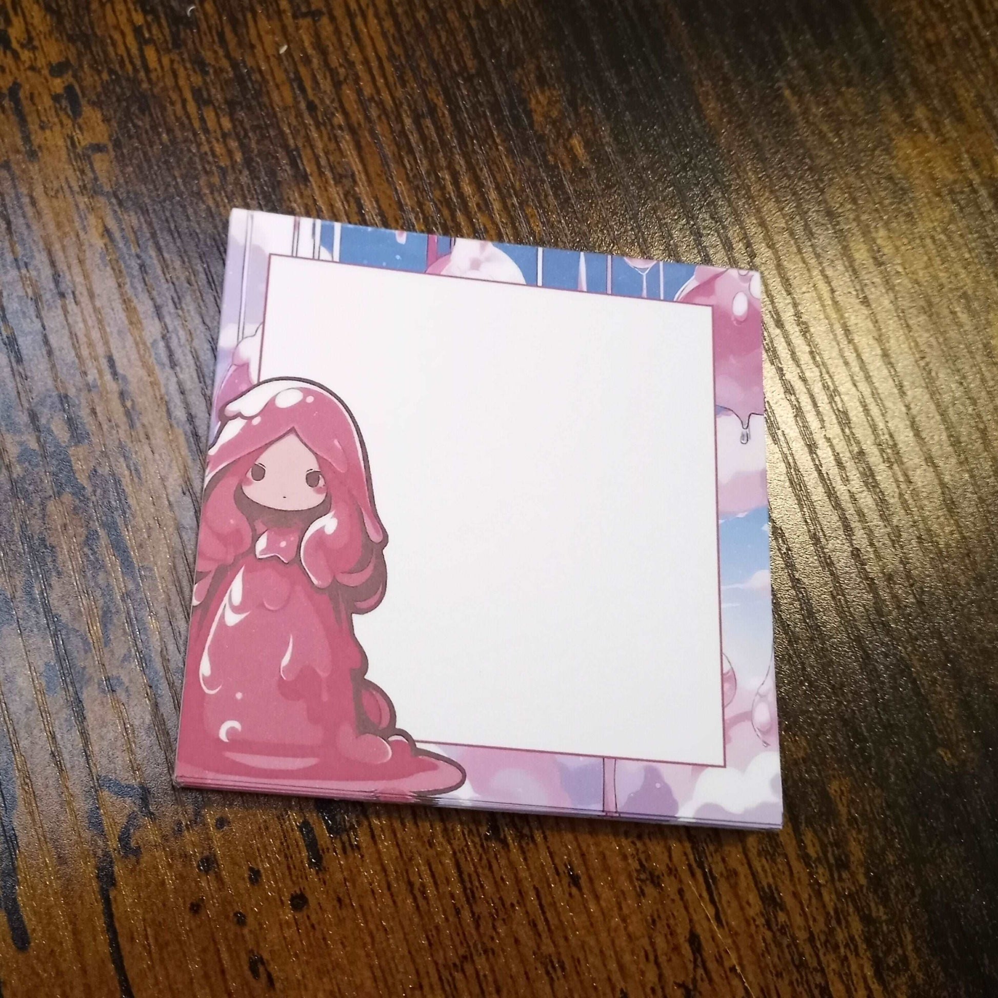 Kawaii Slime Girl Memo Pad, Pink Notepads Sticky Enchantments