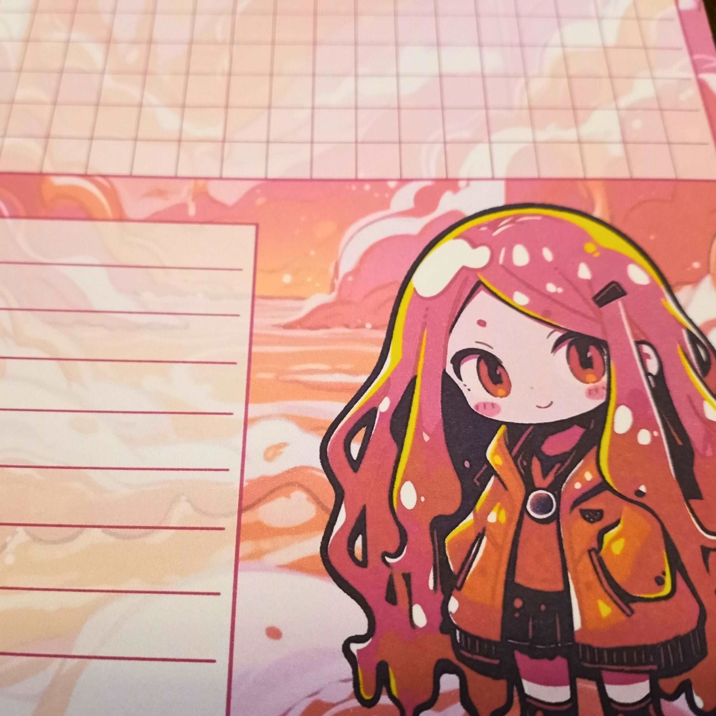 Kawaii Slime Girl Notepad, Pink and Orange Notepads Sticky Enchantments